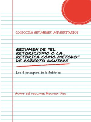 cover image of Resumen de "El retoricismo o la retórica como método" de Roberto Aguirre